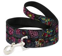 Dog Leash 6-FEET Love Kills CLOSE-UP Gray WIDE 1.5"