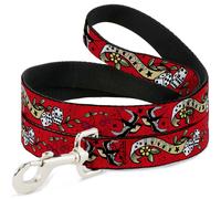 Dog Leash 6-FEET Lucky Red NARROW 0.5"