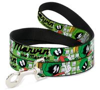 Dog Leash 6-FEET MARVIN THE MARTIAN w/Poses White/Green