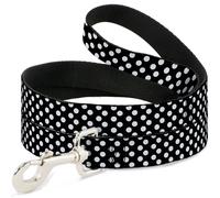 Dog Leash 6-FEET Micro Polka Dots2 Black/White
