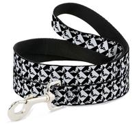 Dog Leash 6-FEET Mud Flap Girl Diamonds Black/White WIDE 1.5"