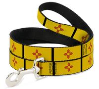 Dog Leash 6-FEET New Mexico Flag/Black WIDE 1.5"