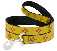 Dog Leash 6-FEET New Mexico Flag Yellow/Red WIDE 1.5"