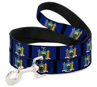 Dog Leash 6-FEET New York Flags/Black WIDE 1.5"