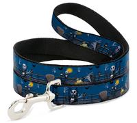 Dog Leash 6-FEET Nightmare Before Christmas Jack, Zombie Duck & Zero Cemetery Sc