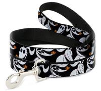 Dog Leash 6-FEET Nightmare Before Christmas Zero 5-Pumpkin Expressions Black/Whi