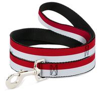 Dog Leash 6-FEET North Carolina Flag Stripe Red/White WIDE 1.5"
