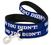 Dog Leash 6-FEET OH, NO YOU DIDN'T Navy/Purple/White WIDE 1.5"