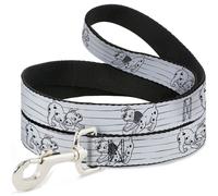 Dog Leash 6-FEET One Hundred and One Dalmatians Puppies Playing White/Black NARR