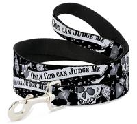 Dog Leash 6-FEET Only God Can Judge Me Black/White NARROW 0.5"