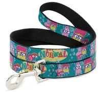 Dog Leash 6-FEET Patrick, SpongeBob & Gary NOT NORMAL Aqua WIDE 1.5"
