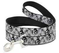 Dog Leash 6-FEET Peace w/Wings Gray NARROW 0.5"