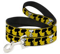 Dog Leash 6-FEET Peanuts 75th Anniversary Snoopy Walking/Silhouette Pose Yellow/