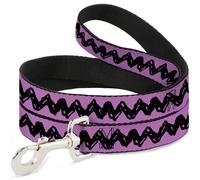Dog Leash 6-FEET Peanuts Charlie Brown Zig Zag Stripe Pink/Black WIDE 1.5"