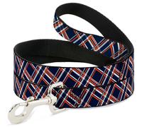 Dog Leash 6-FEET Plaid X3 Navy/Orange/White