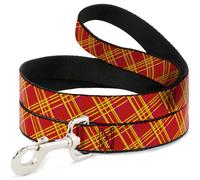 Dog Leash 6-FEET Plaid X4 Fluorescent Oranges/Pinks/Yellow NARROW 0.5"