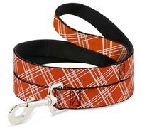 Dog Leash 6-FEET Plaid X4 Oranges/White NARROW 0.5"