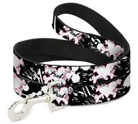 Dog Leash 6-FEET Punk Heart & Cross Bones w/Splatter Black/White
