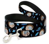 Dog Leash 6-FEET Rick and Morty Death Crystals and Morty Expression Black/Blues