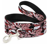 Dog Leash 6-FEET Rising Sun White/Red WIDE 1.5"