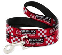 Dog Leash 6-FEET SHELBY 60th ANNIVERSARY Checker Red/Black/White WIDE 1.5"
