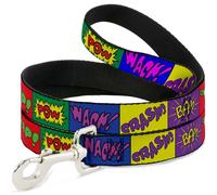 Dog Leash 6-FEET Sound Effect Blocks Multi Color WIDE 1.5"