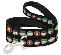 Dog Leash 6-FEET South Park Boys Face Repeat Black NARROW 0.5"