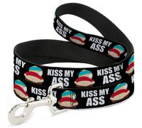 Dog Leash 6-FEET South Park Cartman Pants KISS MY ASS Pose Black/White WIDE 1.5"