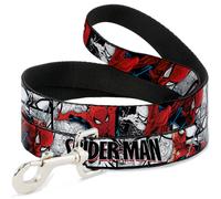 Dog Leash 6-FEET SPIDER-MAN Action Poses/Comic Scenes White/Black/Red NARROW 0.5