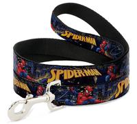 Dog Leash 6-FEET SPIDER-MAN Title Logo and Action Skyline Poses WIDE 1.5"