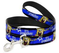 Dog Leash 6-FEET SpongeBob Pose IT'S SPONGEBOB Stripe Black/Blue/White NARROW 0