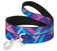 Dog Leash 6-FEET Squares Stacked Blues/Pinks/Purples NARROW 0.5"