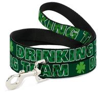 Dog Leash 6-FEET St. Pat's DRINKING TEAM/Shamrocks Black/Green/White