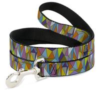Dog Leash 6-FEET Stained Glass Mosaic Multi Color WIDE 1.5"
