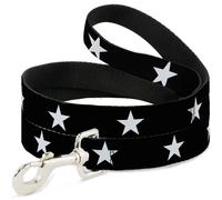 Dog Leash 6-FEET Star Black/White NARROW 0.5"