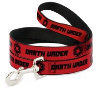 Dog Leash 6-FEET Star Wars DARTH VADER Text and Galactic Empire Logo Red/Black