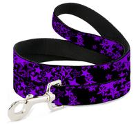 Dog Leash 6-FEET Stargazer Black/Purple WIDE 1.5"