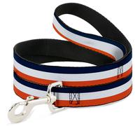 Dog Leash 6-FEET Stripe Navy/White/Orange