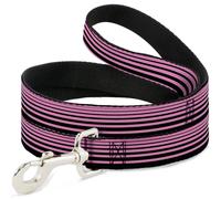 Dog Leash 6-FEET Stripe Transition Black/Pink NARROW 0.5"