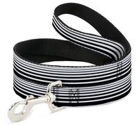 Dog Leash 6-FEET Stripe Transition Black/White NARROW 0.5"