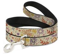 Dog Leash 6-FEET Summer Harmony Collage Beige/Multi Color WIDE 1.5"