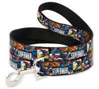 Dog Leash 6-FEET SUPERMAN Action Blocks White WIDE 1.5"