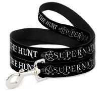 Dog Leash 6-FEET SUPERNATURAL JOIN THE HUNT Icons Logo/Pentagrams Black/White