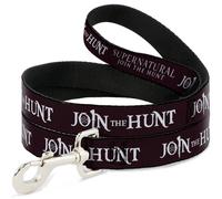 Dog Leash 6-FEET Supernatural JOIN THE HUNT/Symbols Scattered Reds/White WIDE 1.