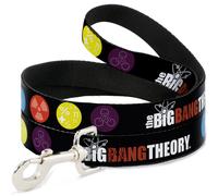 Dog Leash 6-FEET THE BIG BANG THEORY DNA/Atom/E/Radiation Black WIDE 1.5"