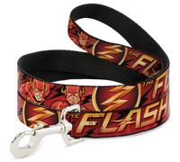 Dog Leash 6-FEET THE FLASH/Logo3/Poses Black/Red/Gold WIDE 1.5"