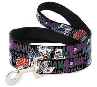 Dog Leash 6-FEET The Joker Pose/Cards/HAHAHAHA Black/Gray NARROW 0.5"