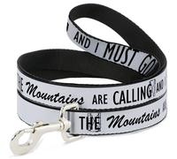 Dog Leash 6-FEET THE MOUNTAINS ARE CALLING AND I MUST GO/Mountains Outline White