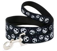 Dog Leash 6-FEET The Nightmare Before Christmas Smiling Jack Moon and Stars Blac