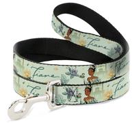 Dog Leash 6-FEET The Princess and the Frog Tiana Palace Pose with Script and Flo